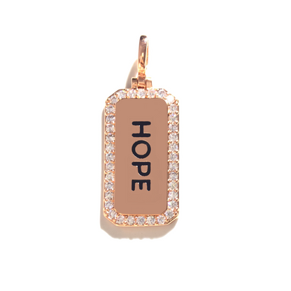 10pcs/lot 38*15mm CZ Paved Hope Word Tags Charms Pendants Rose Gold CZ Paved Charms Christian Quotes New Charms Arrivals Word Tags Charms Beads Beyond
