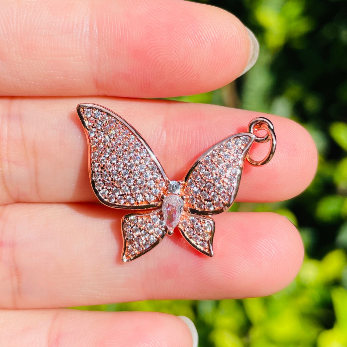 10pcs/lot 28.5*23.5mm CZ Paved Butterfly Charms Rose Gold CZ Paved Charms Butterflies New Charms Arrivals Charms Beads Beyond