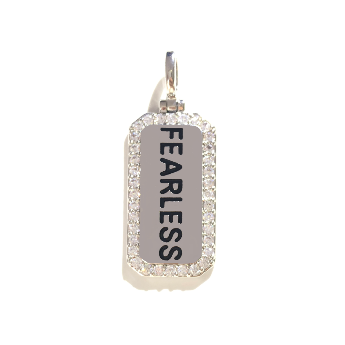 10pcs/lot 38*15mm CZ Paved Fearless Word Tags Charms Pendants Silver CZ Paved Charms Christian Quotes New Charms Arrivals Word Tags Charms Beads Beyond