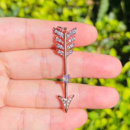 10pcs/lot 47.5*13mm CZ Paved Arrow Charms for Bracelet & Necklace Making Rose Gold CZ Paved Charms New Charms Arrivals Symbols Charms Beads Beyond