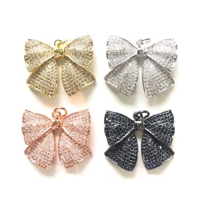 5-10pcs/lot 29.5*25mm CZ Paved Big Bow Tie Charms CZ Paved Charms Bow Ties Large Sizes New Charms Arrivals Charms Beads Beyond