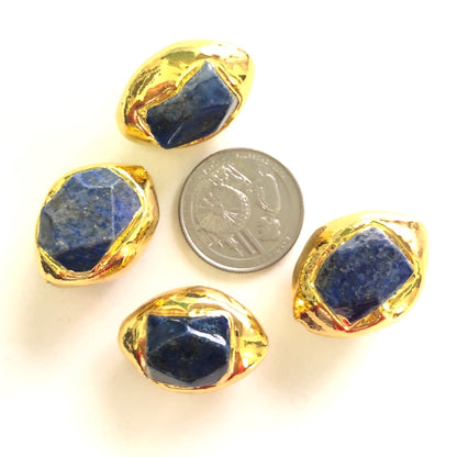 2-5-10pcs/lot Gold Plated Lapis Lazuli Spacers Focal Beads Focal Beads Focal Beads Charms Beads Beyond