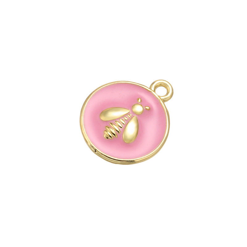 10pcs/lot 16*13mm Enamel Bee Charm for Bracelet & Necklace Making Pink Enamel Charms Charms Beads Beyond