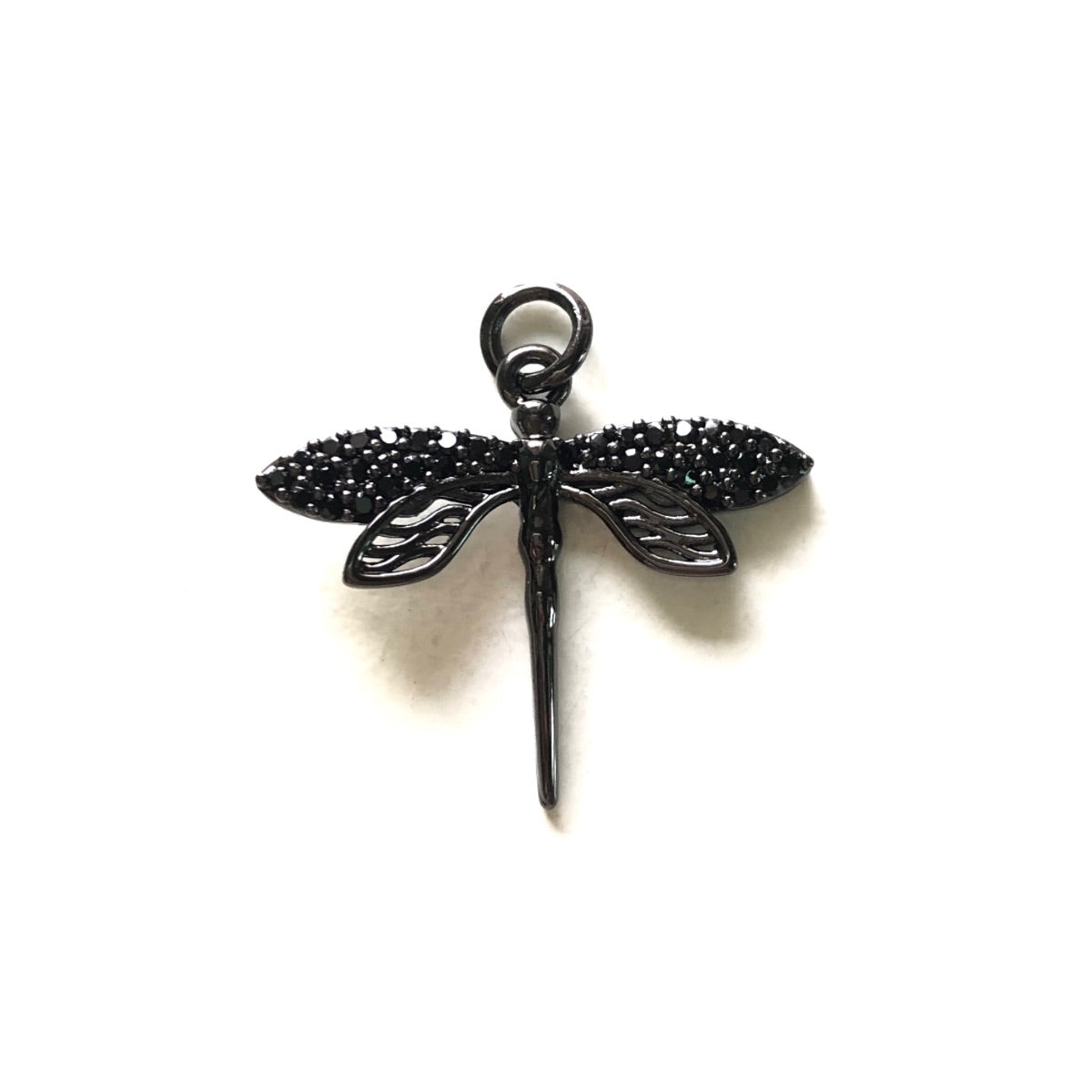 10pcs/lot 27.3*23.3mm CZ Paved Dragonfly Charms Black on Black CZ Paved Charms Animals & Insects Charms Beads Beyond