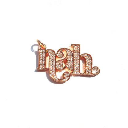 10pcs/lot 34*20.7mm CZ Paved Rosa Parks Quotes "nah." Word Charms for Black History Month Juneteenth Awareness Rose Gold CZ Paved Charms Juneteenth & Black History Month Awareness On Sale Words & Quotes Charms Beads Beyond