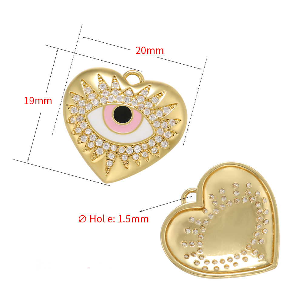 10pcs/lot 20*19mm Enamel Gold CZ Pave Evil Eye Heart Charm Pendants Enamel Charms Charms Beads Beyond