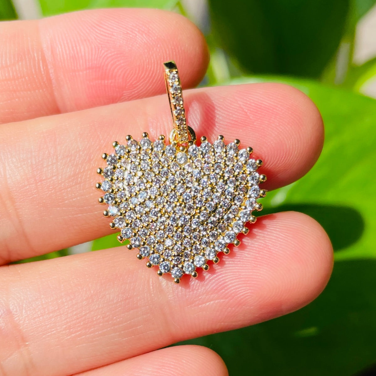 10pcs/lot CZ Paved Heart Charm Pendants Gold CZ Paved Charms Hearts New Charms Arrivals Charms Beads Beyond
