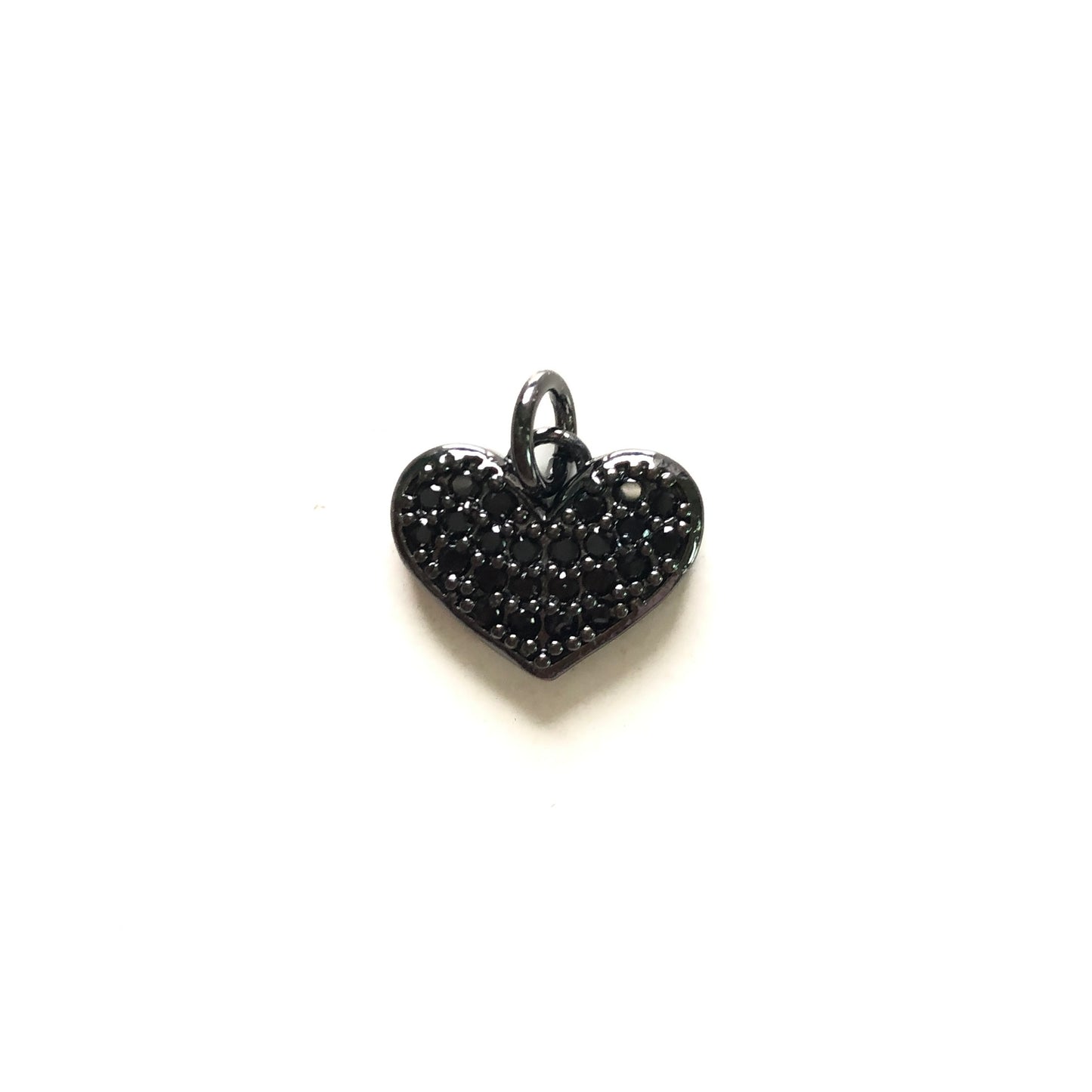 10pcs/lot 15*12mm Small Size CZ Paved Heart Charms Black on Black CZ Paved Charms Hearts Small Sizes Charms Beads Beyond
