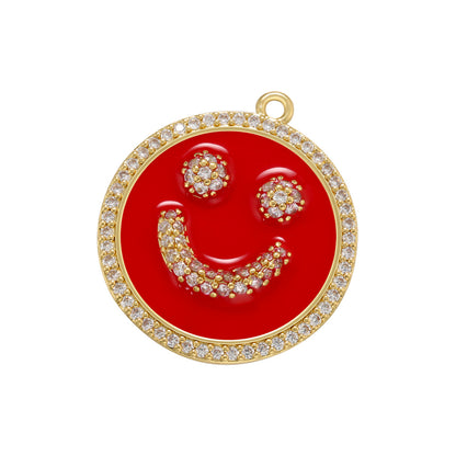 10pcs/lot 28.5*25.5mm Colorful Enamel CZ Pave Smile Heart Charm Red Enamel Charms Charms Beads Beyond