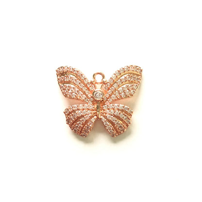 10pcs/lot 24.8*20.4mm CZ Paved Butterfly Charms Rose Gold CZ Paved Charms Butterflies Charms Beads Beyond