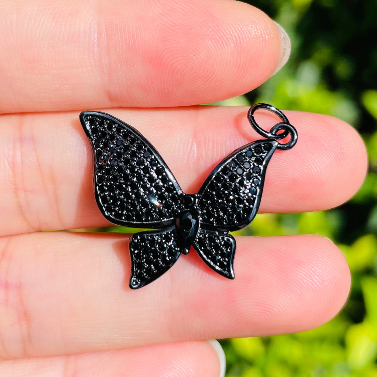 10pcs/lot 28.5*23.5mm CZ Paved Butterfly Charms Black on Black CZ Paved Charms Butterflies New Charms Arrivals Charms Beads Beyond