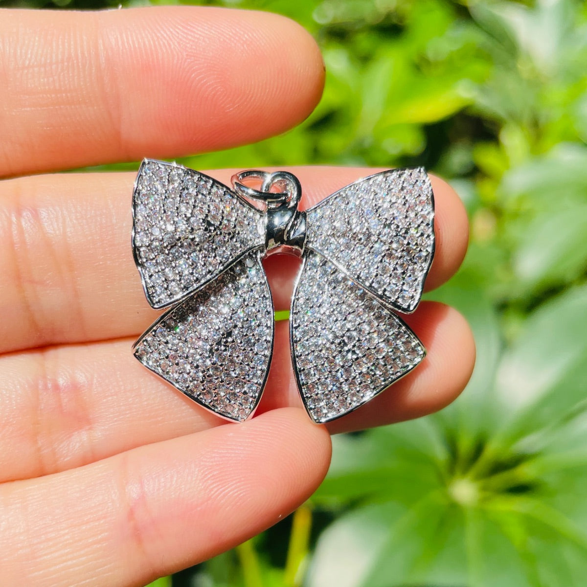 5-10pcs/lot 29.5*25mm CZ Paved Big Bow Tie Charms Silver CZ Paved Charms Bow Ties Large Sizes New Charms Arrivals Charms Beads Beyond