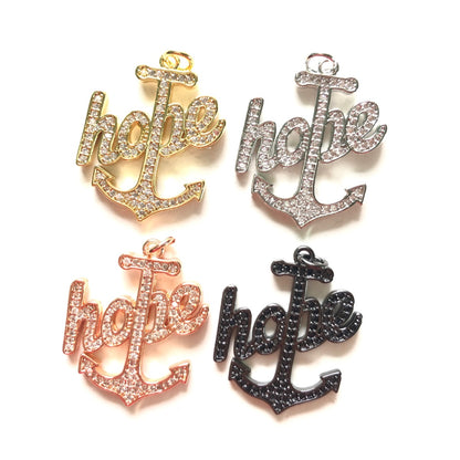 10pcs/lot 33*27mm CZ Paved Hope Anchor for the Soul Word Charms CZ Paved Charms Christian Quotes Words & Quotes Charms Beads Beyond