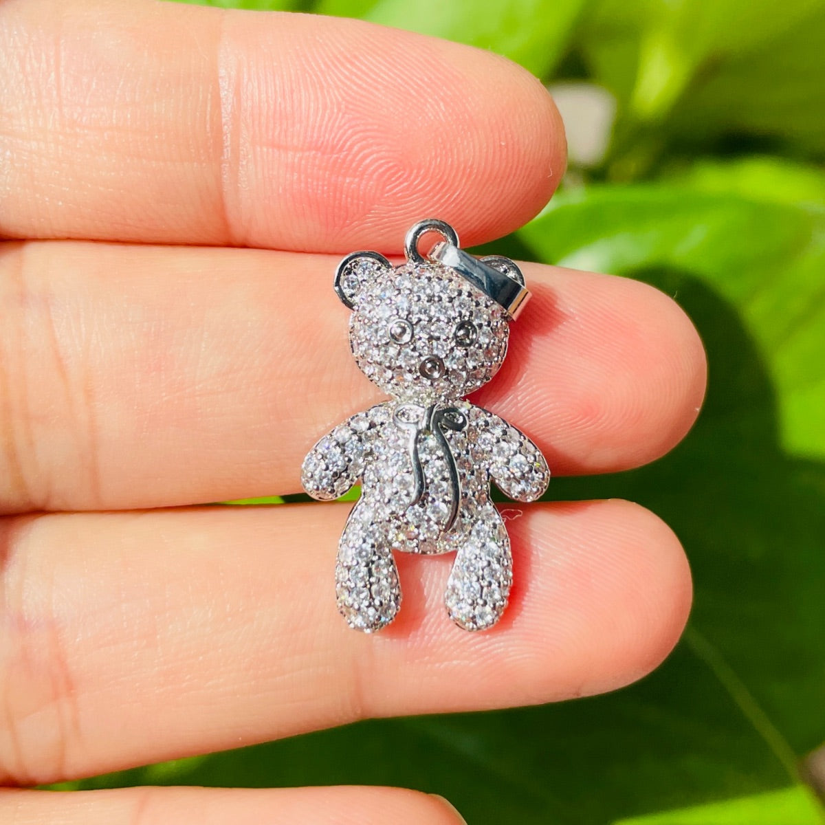 5-10pcs/lot 32*16mm CZ Paved Cute Bear Charms Silver CZ Paved Charms Animals & Insects New Charms Arrivals Charms Beads Beyond
