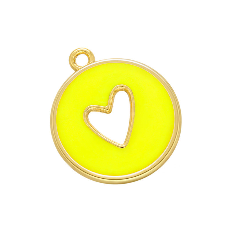 10pcs/lot 20.5*18mm Gold Plated Colorful Enamel Hollow Heart Charm Yellow Enamel Charms Charms Beads Beyond