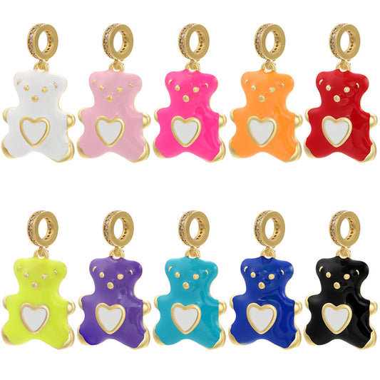 10pcs/lot 30*17mm Colorful Enamel Cute Baby Bear Charm Pendant Mix Colors Enamel Charms Charms Beads Beyond