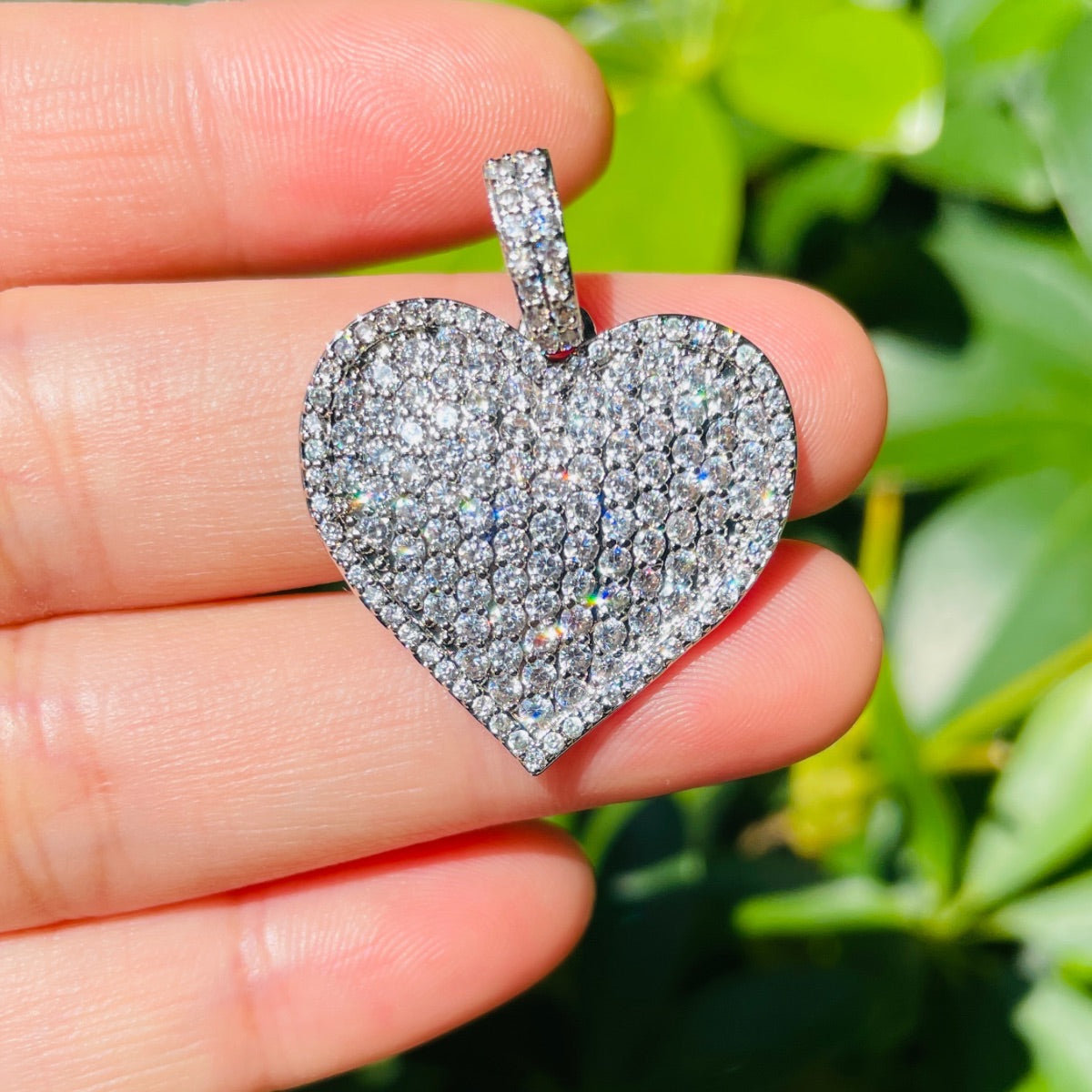 5-10pcs/lot 31.6*24.6mm CZ Paved Heart Charms-New Silver CZ Paved Charms Hearts New Charms Arrivals Charms Beads Beyond