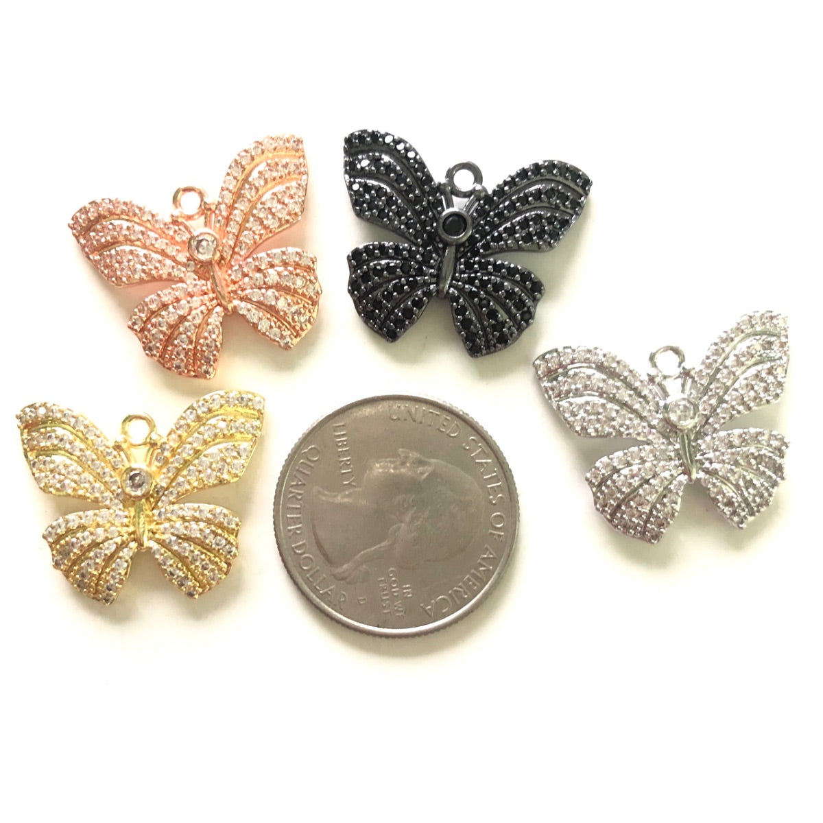 10pcs/lot 24.8*20.4mm CZ Paved Butterfly Charms CZ Paved Charms Butterflies Charms Beads Beyond