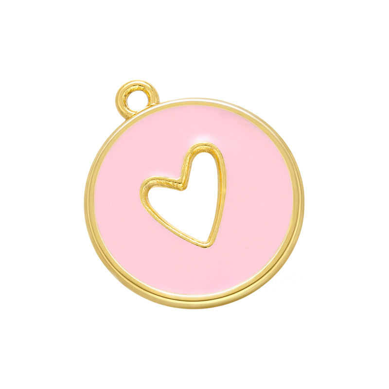 10pcs/lot 20.5*18mm Gold Plated Colorful Enamel Hollow Heart Charm Pink Enamel Charms Charms Beads Beyond