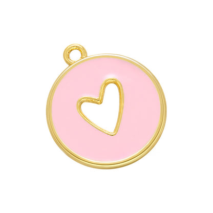 10pcs/lot 20.5*18mm Gold Plated Colorful Enamel Hollow Heart Charm Pink Enamel Charms Charms Beads Beyond