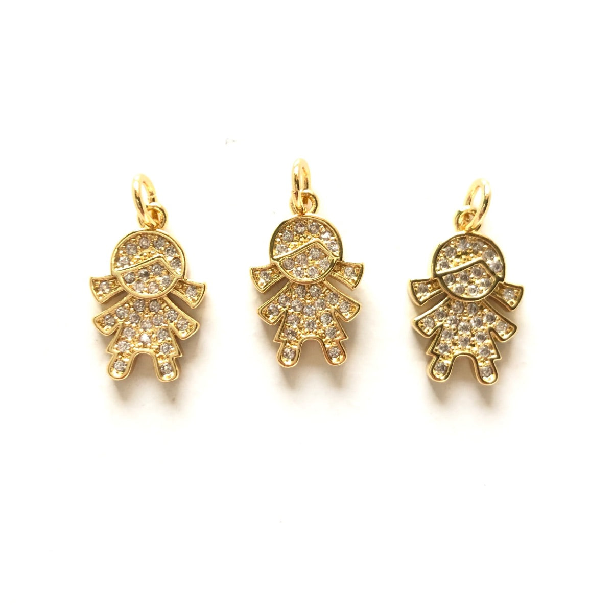 10pcs/lot 16.2*10.5mm Small Size CZ Paved Girl Charms Gold CZ Paved Charms Small Sizes Charms Beads Beyond