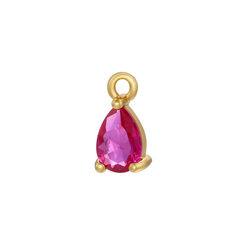 20pcs/lot Small Size Multicolor Colorful Water Drop Charms Fuchsia on Gold CZ Paved Charms Colorful Zirconia Small Sizes Charms Beads Beyond