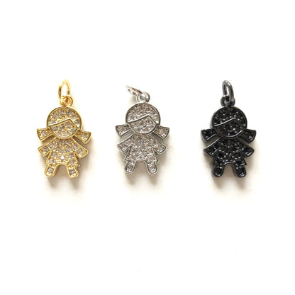10pcs/lot 16.2*10.5mm Small Size CZ Paved Girl Charms Mix Colors CZ Paved Charms Small Sizes Charms Beads Beyond