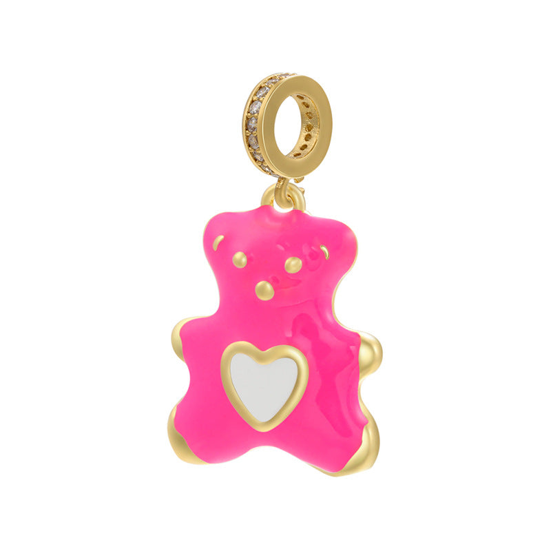 10pcs/lot 30*17mm Colorful Enamel Cute Baby Bear Charm Pendant Fuchsia Enamel Charms Charms Beads Beyond
