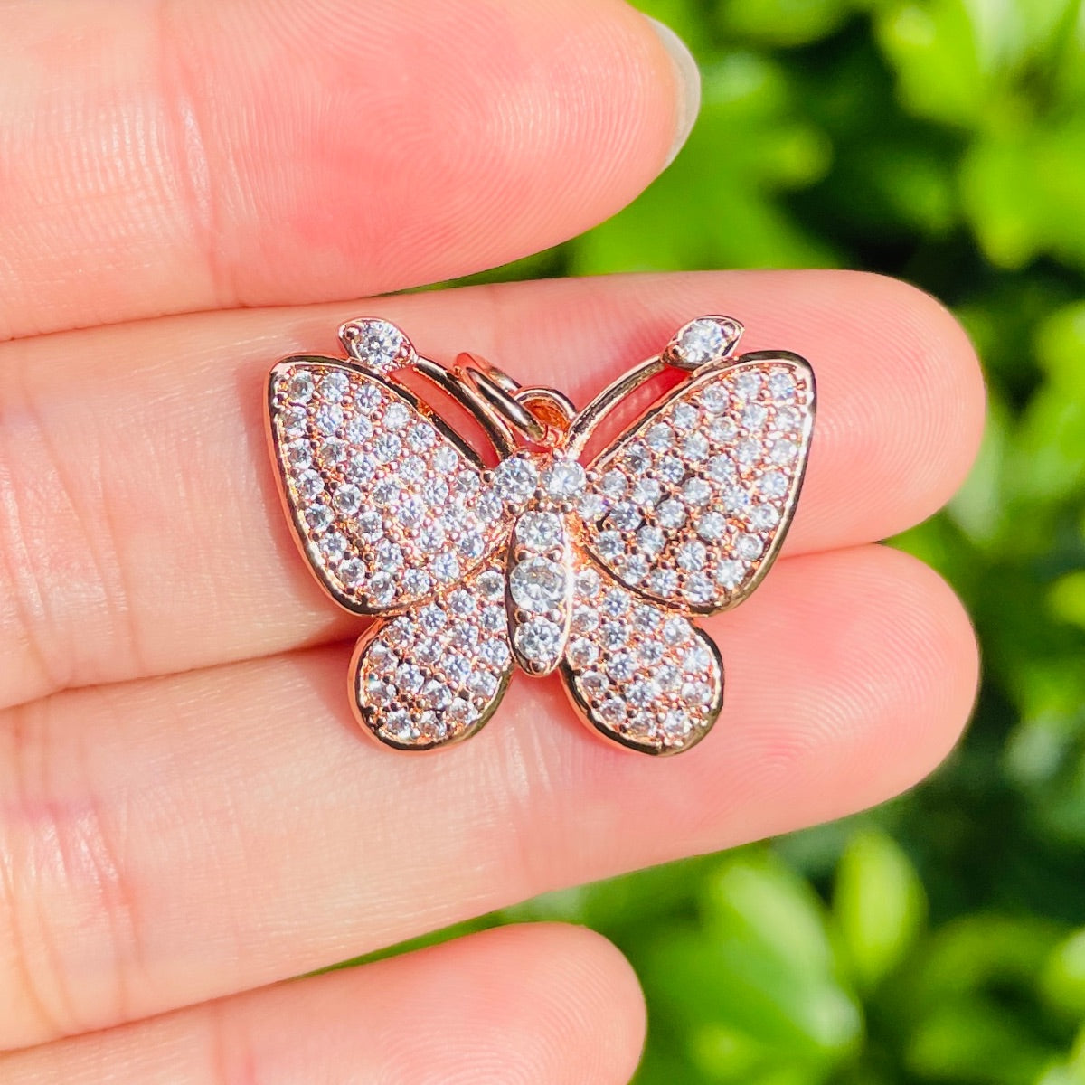 10pcs/lot 25*20mm CZ Paved Butterfly Charms Rose Gold CZ Paved Charms Butterflies New Charms Arrivals Charms Beads Beyond