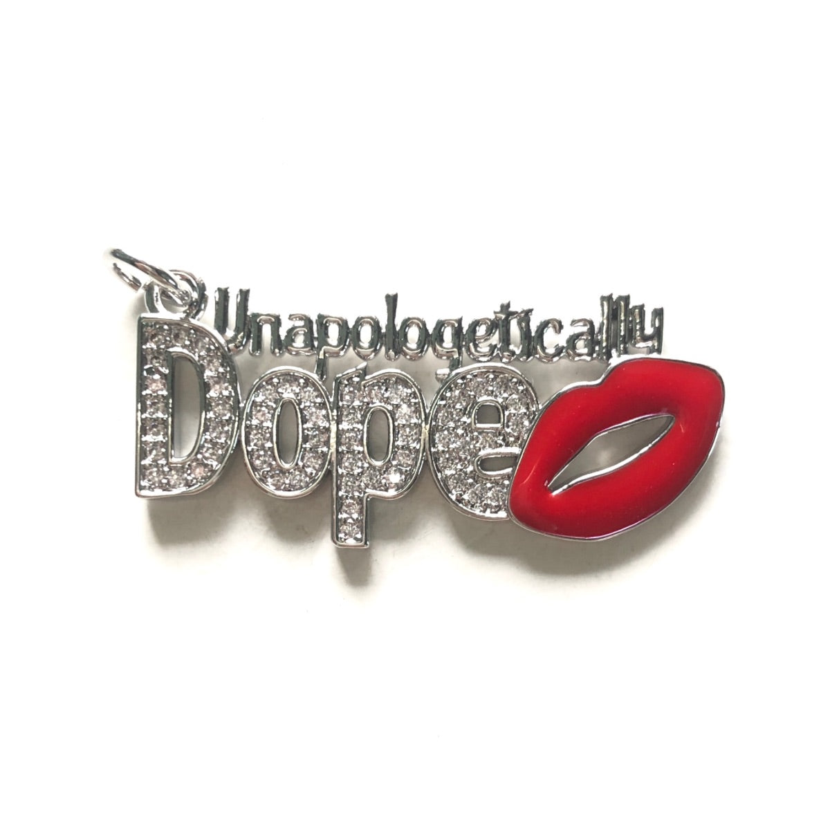 10pcs/lot 36*17mm Enamel Red Lip CZ Pave Unapologetically Dope Word Charms CZ Paved Charms Juneteenth & Black History Month Awareness New Charms Arrivals Words & Quotes Charms Beads Beyond