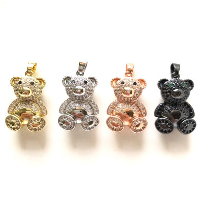 10pcs/lot 25*16.3mm CZ Pave Cute 3D Bear Charms as CZ Paved Charms Animals & Insects Charms Beads Beyond