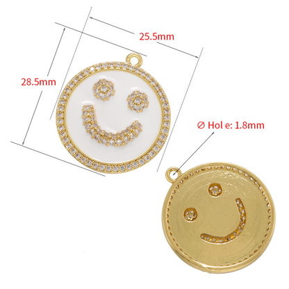 10pcs/lot 28.5*25.5mm Colorful Enamel CZ Pave Smile Heart Charm Enamel Charms Charms Beads Beyond