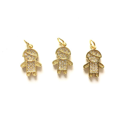 10pcs/lot 15.8*10mm Small Size CZ Paved Boy Charms Gold CZ Paved Charms Small Sizes Charms Beads Beyond