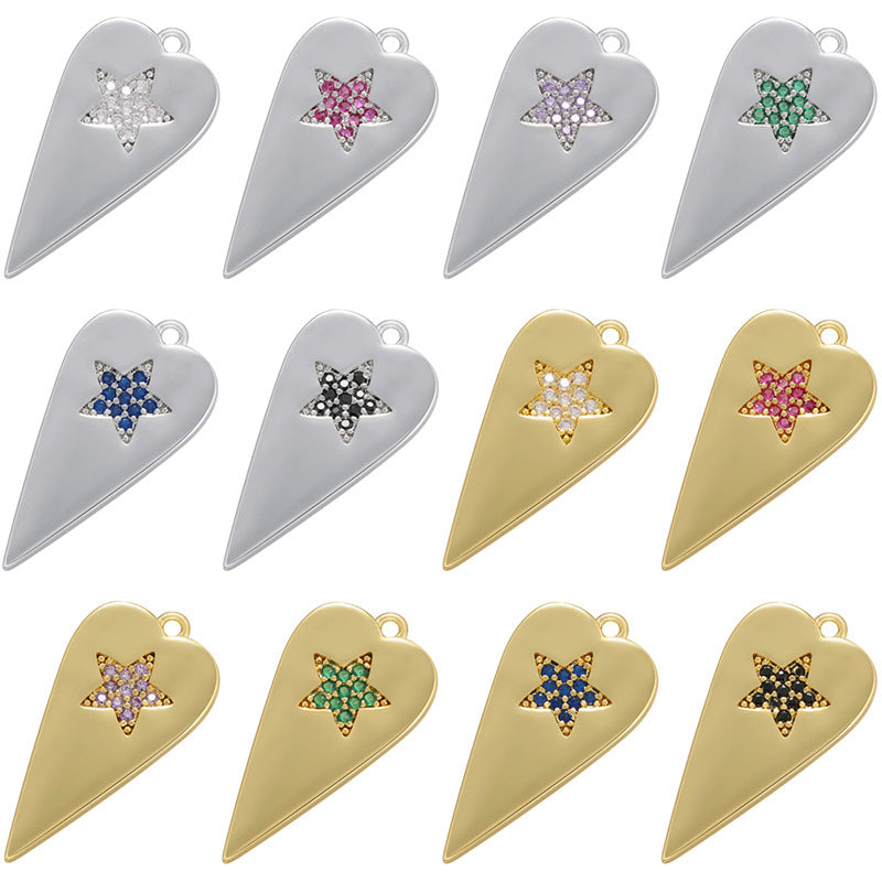 10pcs/lot 24.5*12mm Colorful CZ Pave Heart Charm Pendants CZ Paved Charms Hearts Charms Beads Beyond
