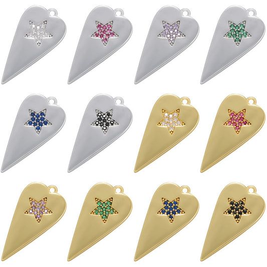 10pcs/lot 24.5*12mm Colorful CZ Pave Heart Charm Pendants CZ Paved Charms Hearts Charms Beads Beyond