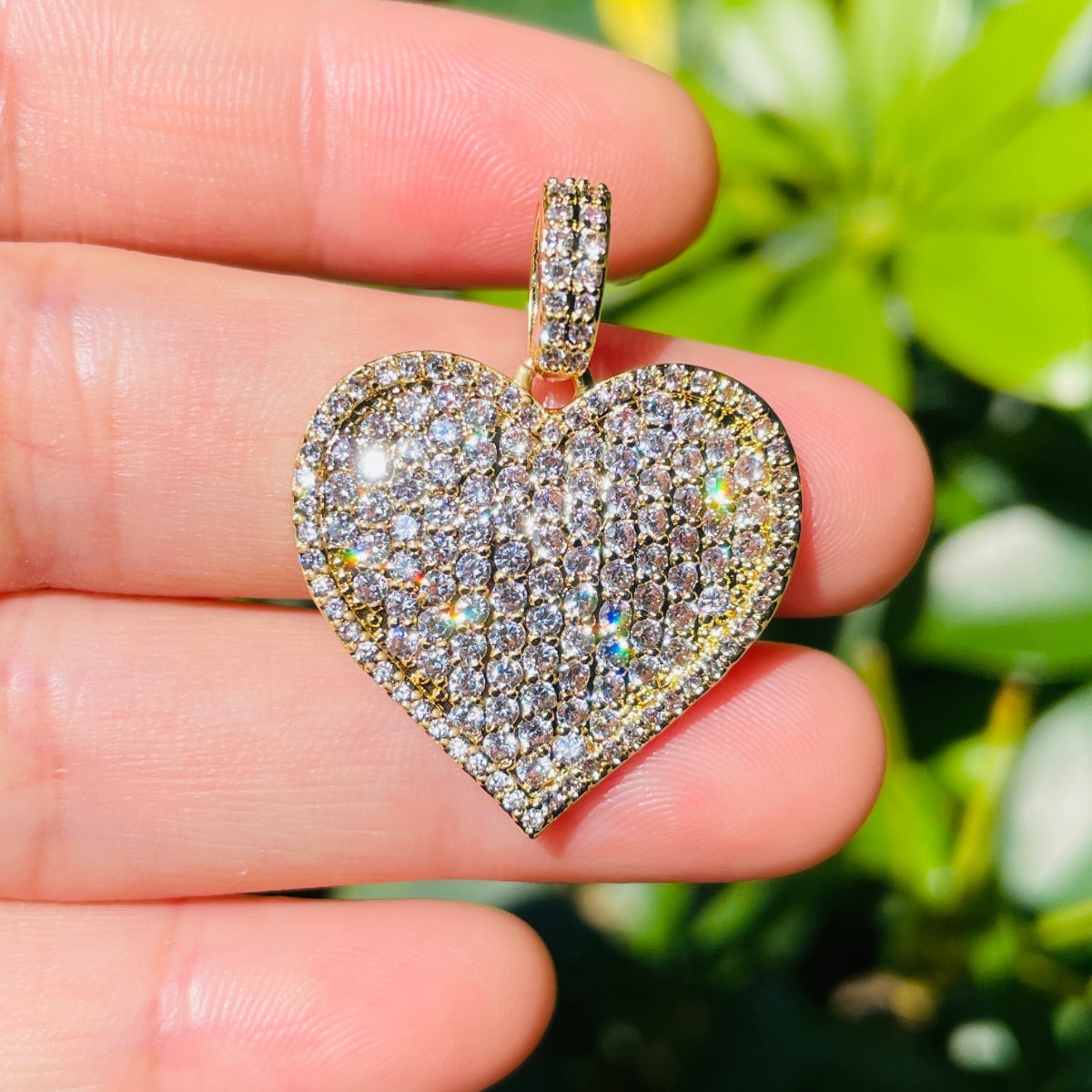5-10pcs/lot 31.6*24.6mm CZ Paved Heart Charms-New Gold CZ Paved Charms Hearts New Charms Arrivals Charms Beads Beyond
