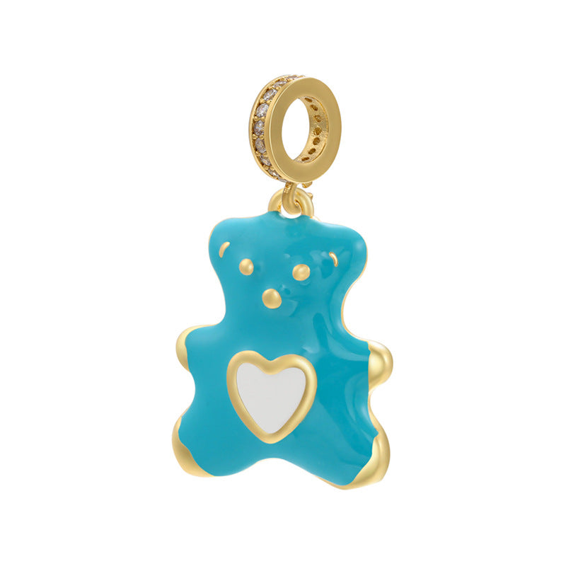 10pcs/lot 30*17mm Colorful Enamel Cute Baby Bear Charm Pendant Light Blue Enamel Charms Charms Beads Beyond