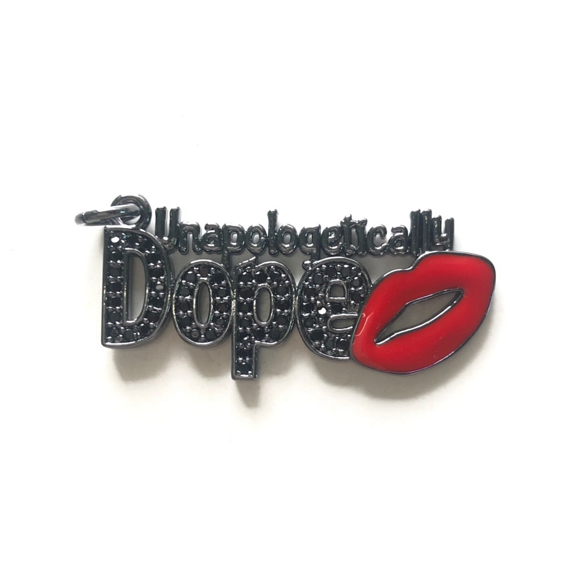 10pcs/lot 36*17mm Enamel Red Lip CZ Pave Unapologetically Dope Word Charms CZ Paved Charms Juneteenth & Black History Month Awareness New Charms Arrivals Words & Quotes Charms Beads Beyond