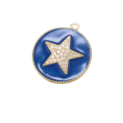 10pcs/lot 27.5*24mm Colorful Enamel CZ Pave Star Charm for Jewelry Making Blue Enamel Charms Charms Beads Beyond