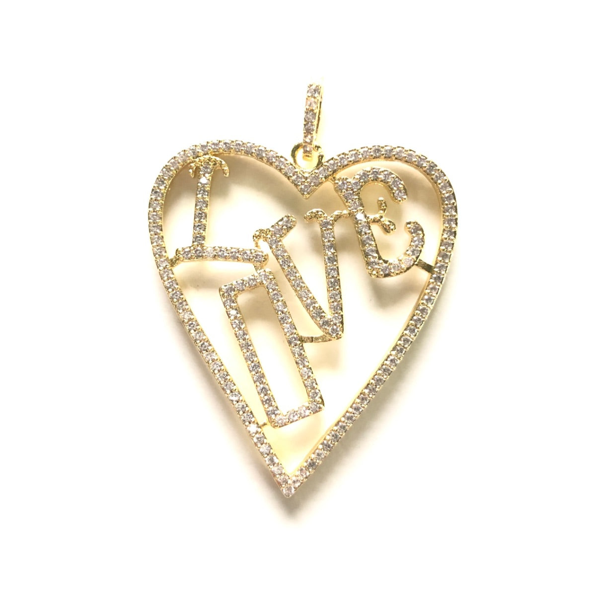 5-10pcs/lot 44.7*33.2mm CZ Paved Large Size Love Heart Charms Gold CZ Paved Charms Hearts Large Sizes Love Letters On Sale Charms Beads Beyond