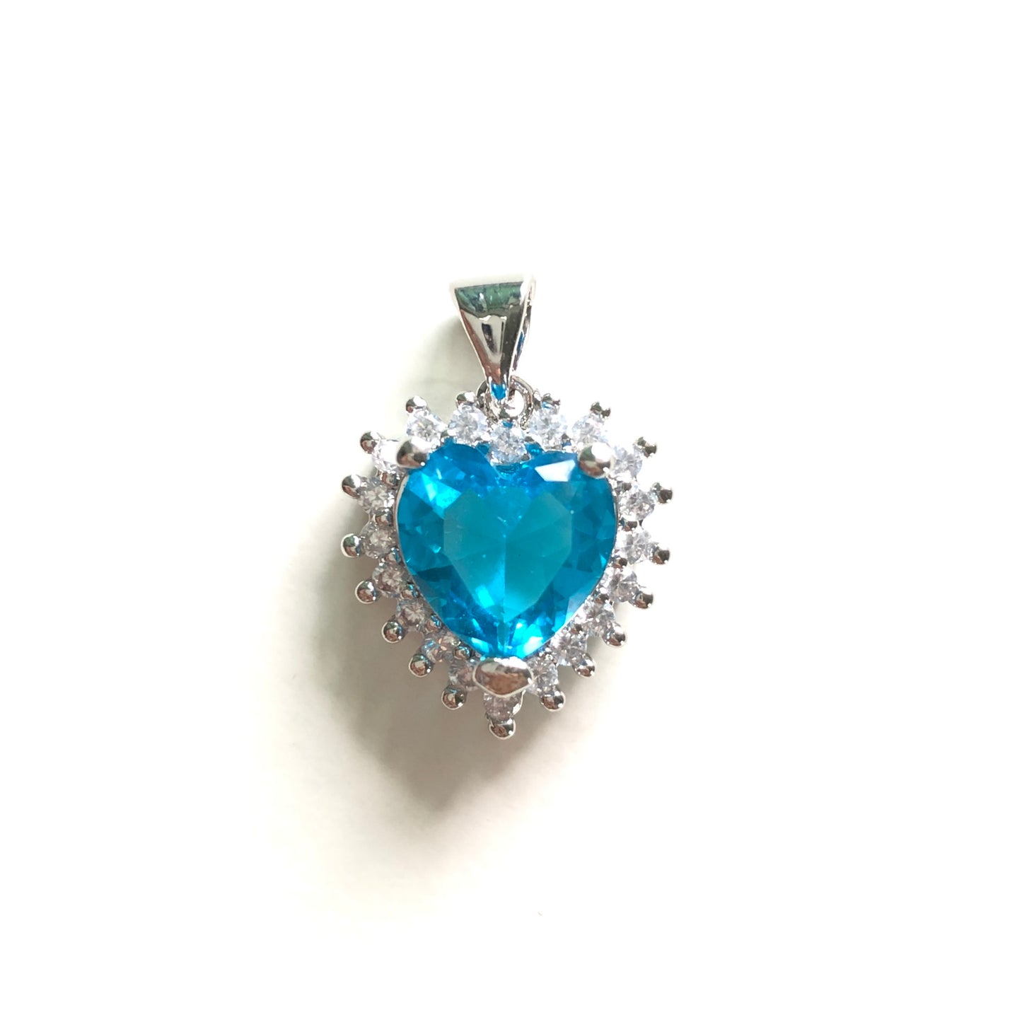 10pcs/lot 18*16mm Purple Pink Blue CZ Paved Heart Charms Blue on Silver CZ Paved Charms Hearts Charms Beads Beyond