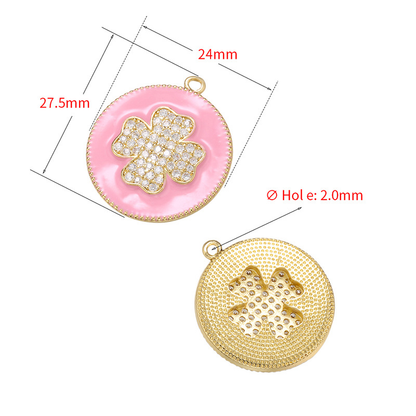 10pcs/lot 27.5*24mm Colorful Enamel CZ Pave Clover Charm Enamel Charms Charms Beads Beyond