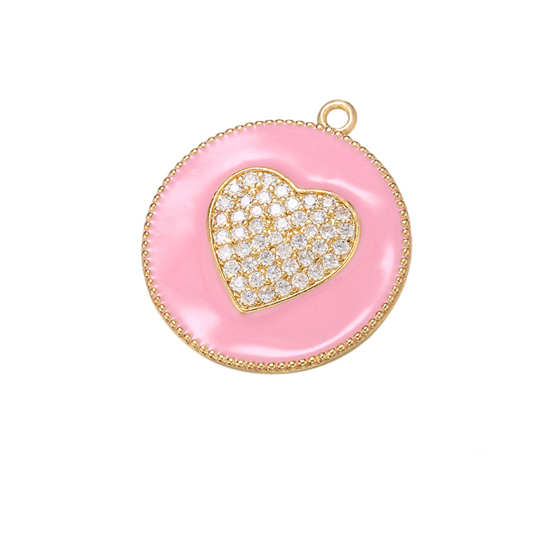 10pcs/lot 27.5*24mm Colorful Enamel CZ Pave Heart Charm Pink Enamel Charms Charms Beads Beyond