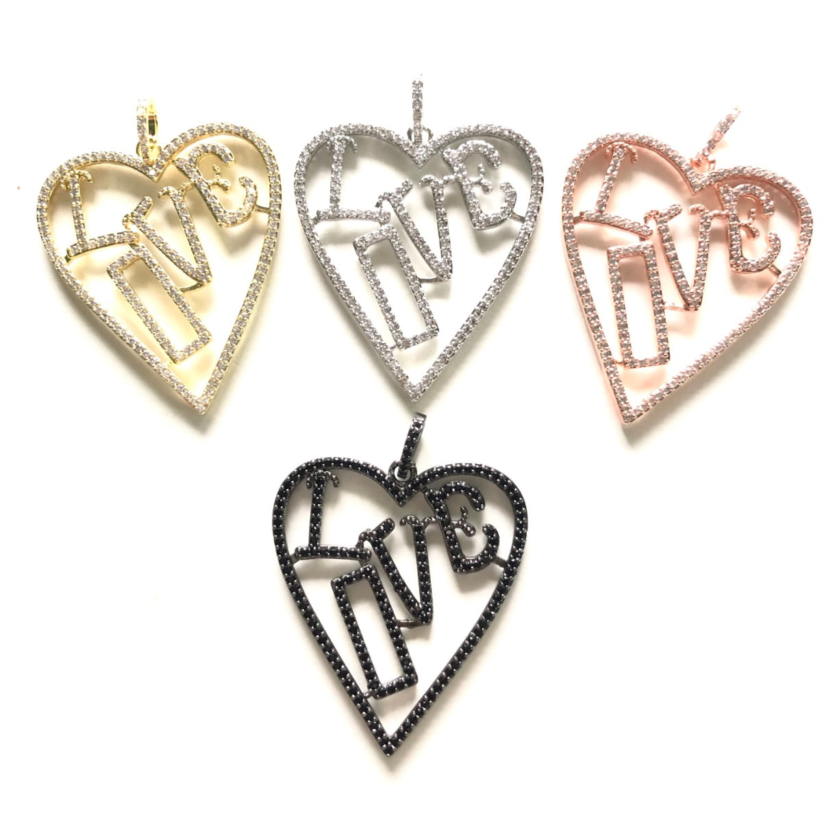 5-10pcs/lot 44.7*33.2mm CZ Paved Large Size Love Heart Charms CZ Paved Charms Hearts Large Sizes Love Letters On Sale Charms Beads Beyond