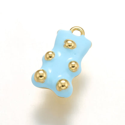 10pcs/lot 17.5*10mm Colorful Enamel Gold & Silver Plated Baby Bear Charm Gold Light Blue Enamel Charms Charms Beads Beyond