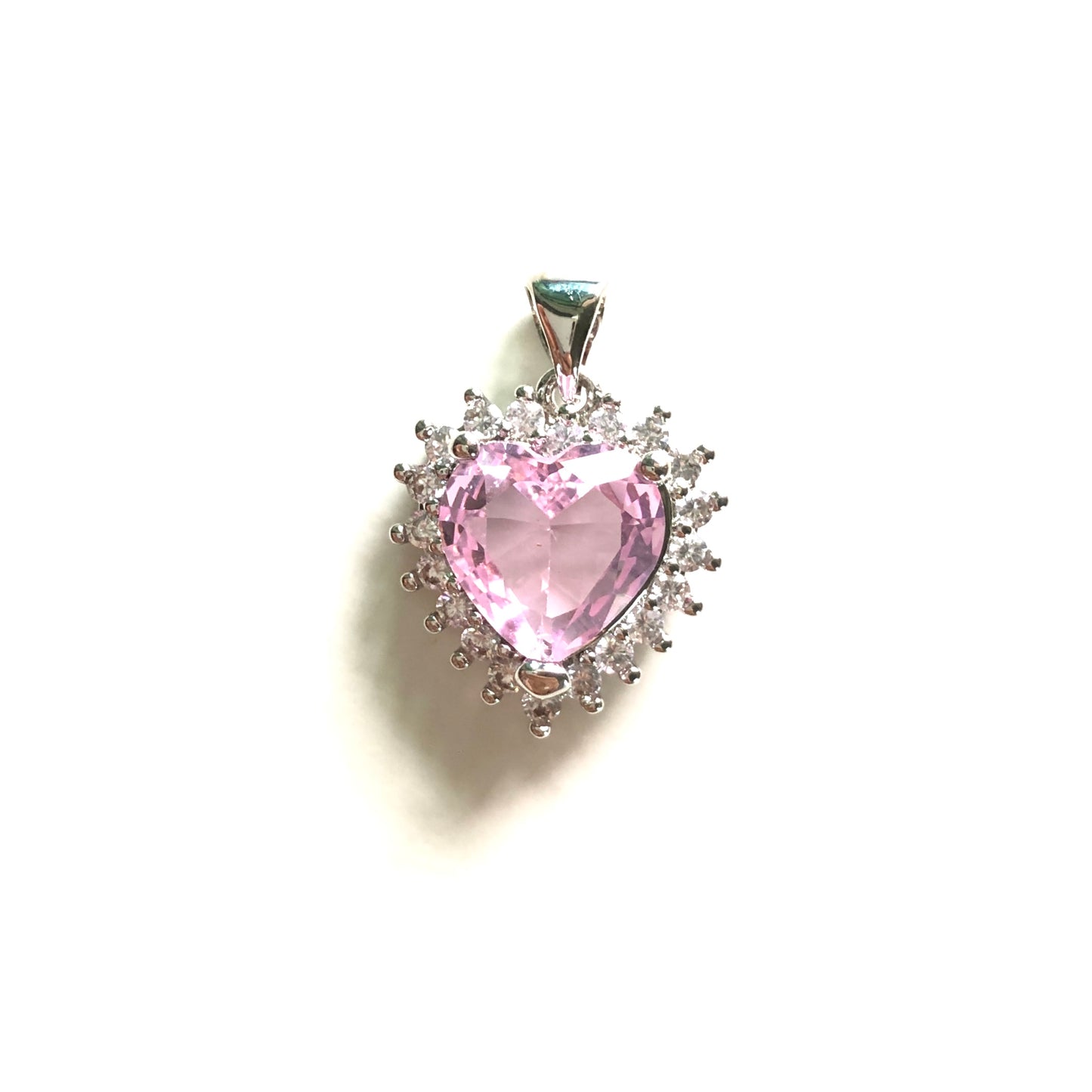 10pcs/lot 18*16mm Purple Pink Blue CZ Paved Heart Charms Pink on Silver CZ Paved Charms Hearts Charms Beads Beyond