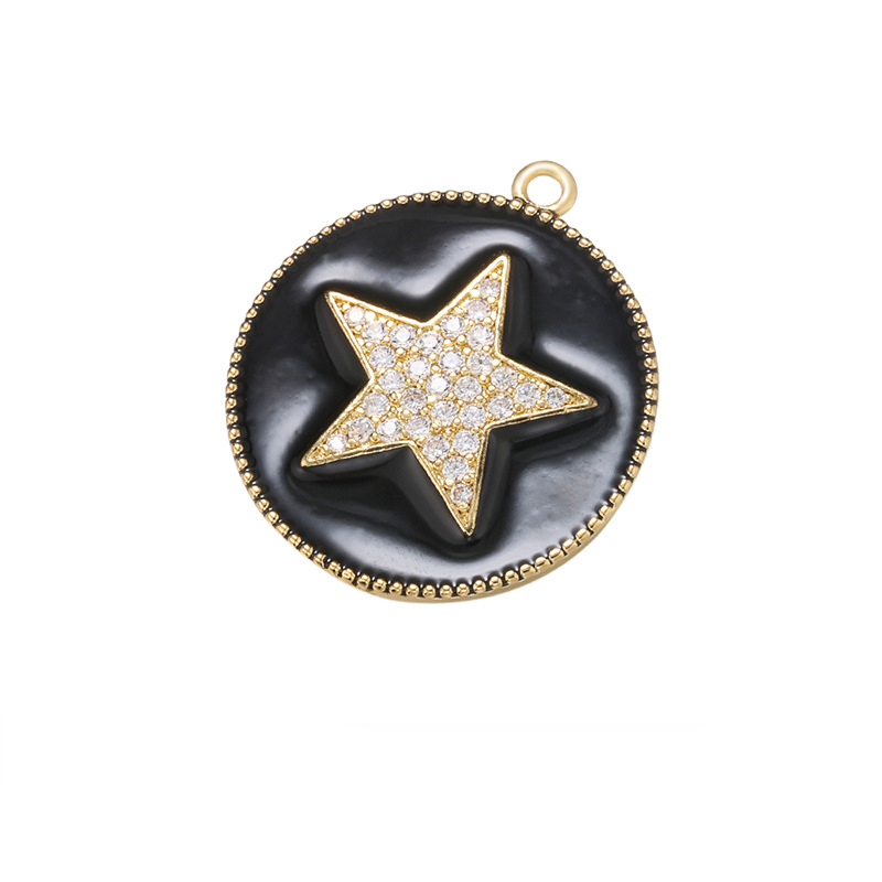 10pcs/lot 27.5*24mm Colorful Enamel CZ Pave Star Charm for Jewelry Making Black Enamel Charms Charms Beads Beyond