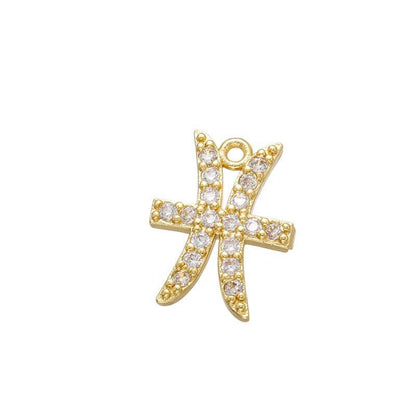 12pcs/lot 14*14mm CZ Paved Medium Size Zodiac Charms - Gold & Silver CZ Paved Charms Zodiac Charms Beads Beyond