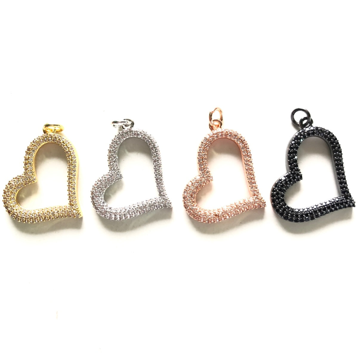 10pcs/lot 30*24mm Micro Zirconia Pave Heart Charm Pendants CZ Paved Charms Hearts Charms Beads Beyond