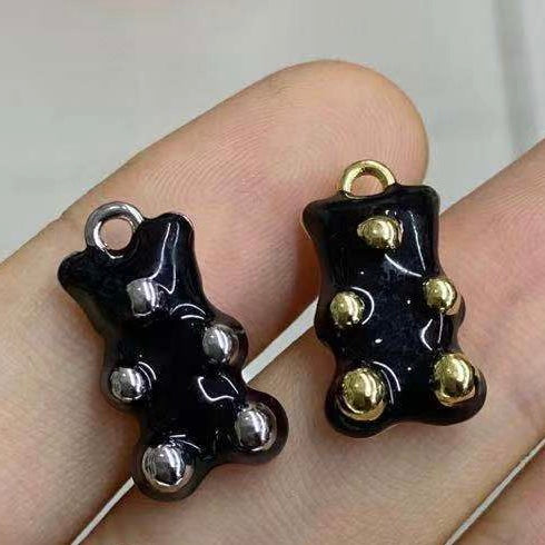 10pcs/lot 17.5*10mm Colorful Enamel Gold & Silver Plated Baby Bear Charm Black Enamel Charms Charms Beads Beyond